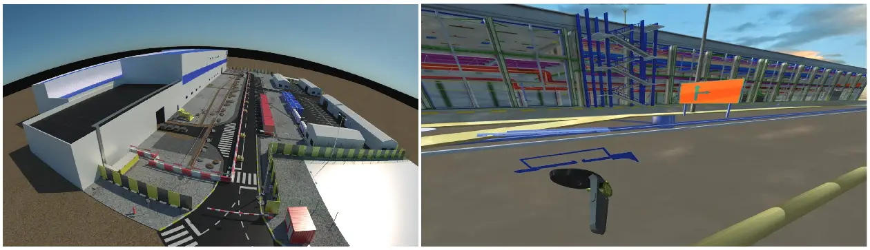 Virtual reality simulation of an industrial environment